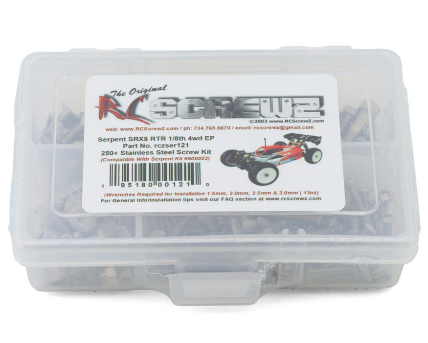 RC Screwz RCZSER121 Serpent SRX8-E RTR 1/8 4WD Buggy Stainless Steel Screw Kit