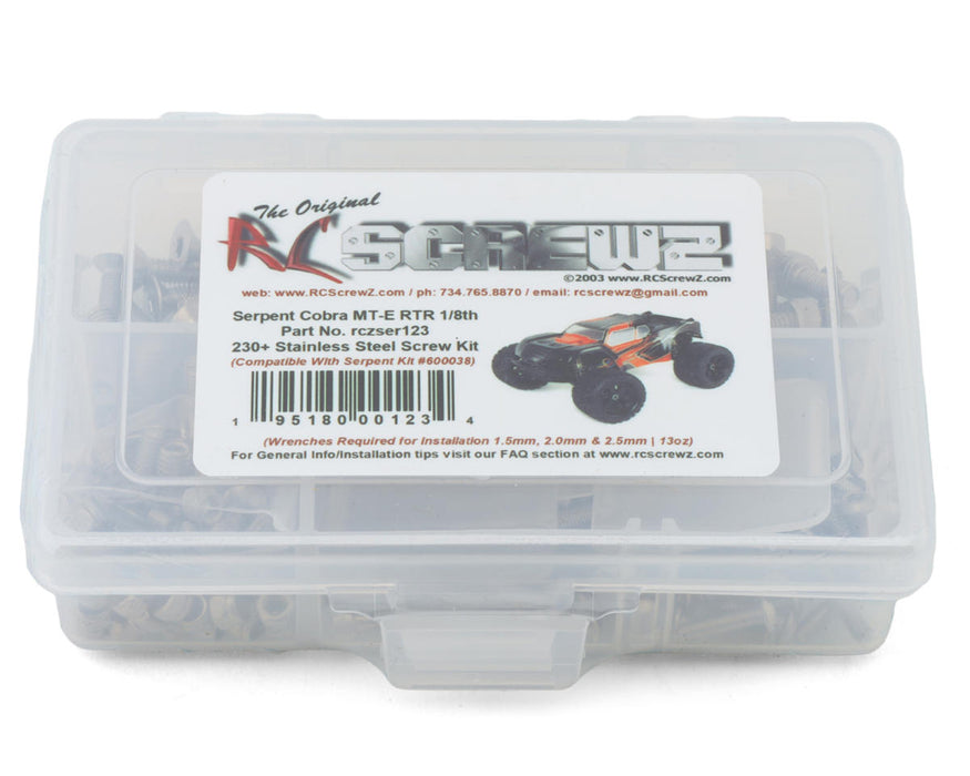 RC Screwz RCZSER123 Serpent Cobra MT-e 1/8 Monster Truck Stainless Steel Screw Kit
