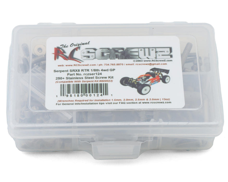RC Screwz RCZSER124 Serpent SRX8 RTR 1/8 4WD Nitro Buggy Stainless Steel Screw Kit