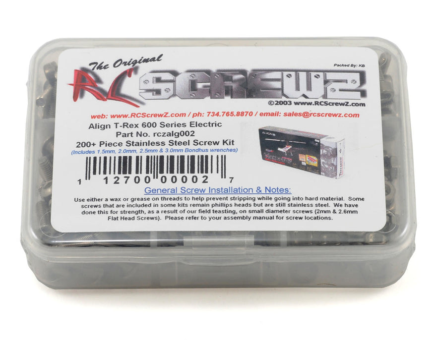 RC Screwz RCZALG002 Align T-Rex 600 Series Stainless Steel S