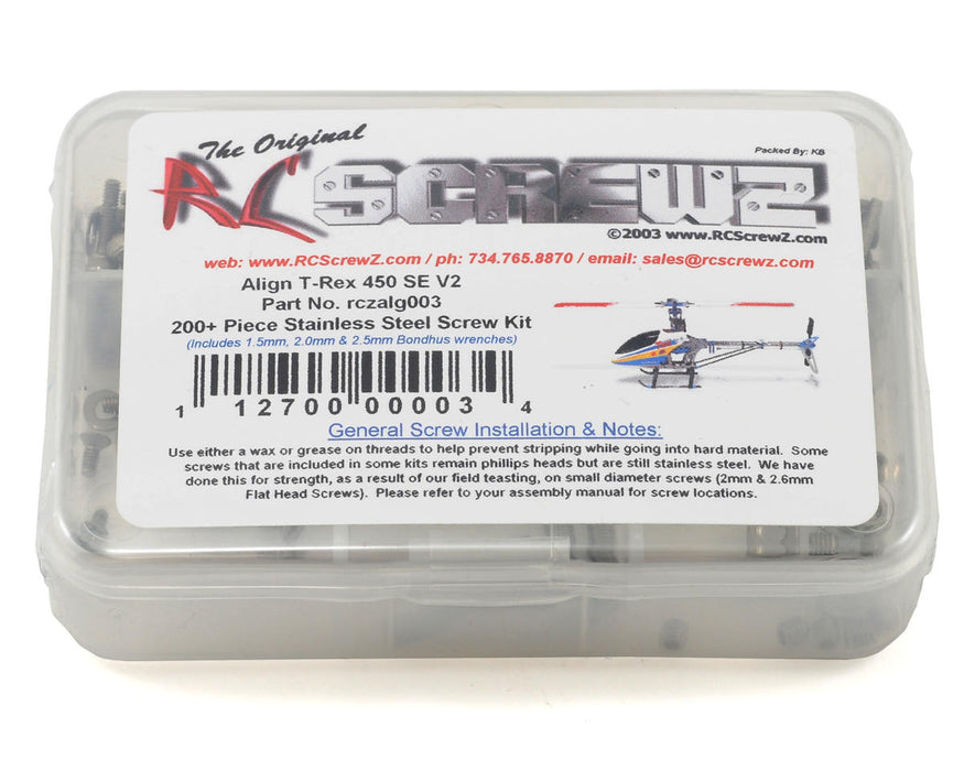 RC Screwz RCZALG003 Align 450 SE V2 Heli Screw Set