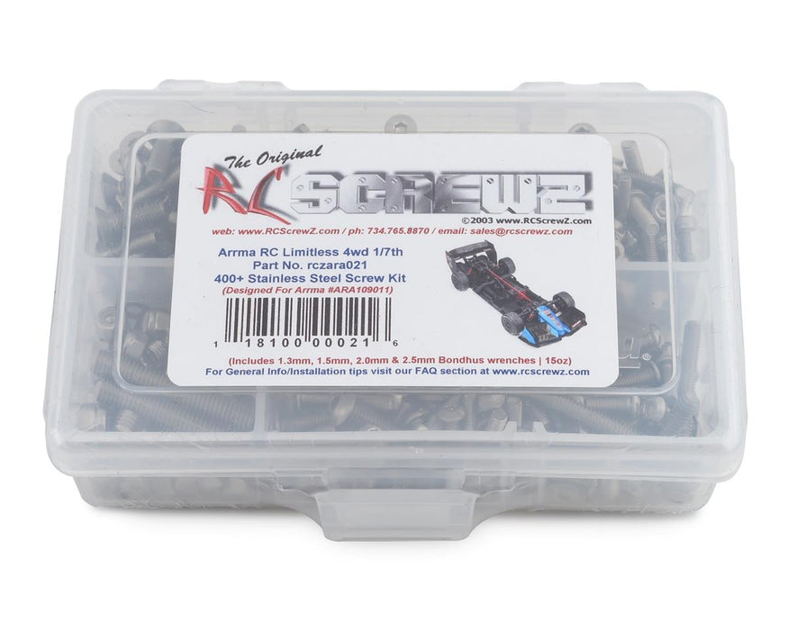 RC Screwz RCZARA021 Arrma RC Limitless 1/7th Stainless Steel Screw Kit