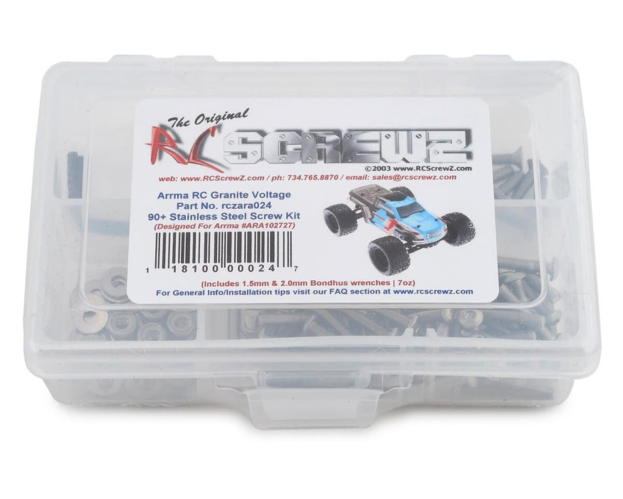 RC Screwz RCZARA024 Arrma Granite Voltage Stainless Steel Screw Kit