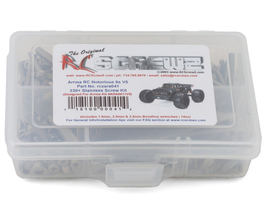 RC Screwz RCZARA041 Arrma Notorious 6S BLX V5 Stainless Steel Screw Kit