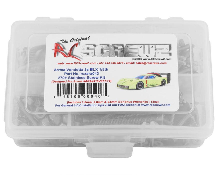 RC Screwz RCZARA043 Arrma Vendetta 3S BLX Stainless Steel Screw Kit