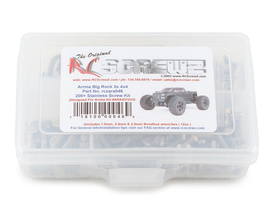 RC Screwz RCZARA046 Arrma Big Rock 3S 4x4 Stainless Steel Screw Kit