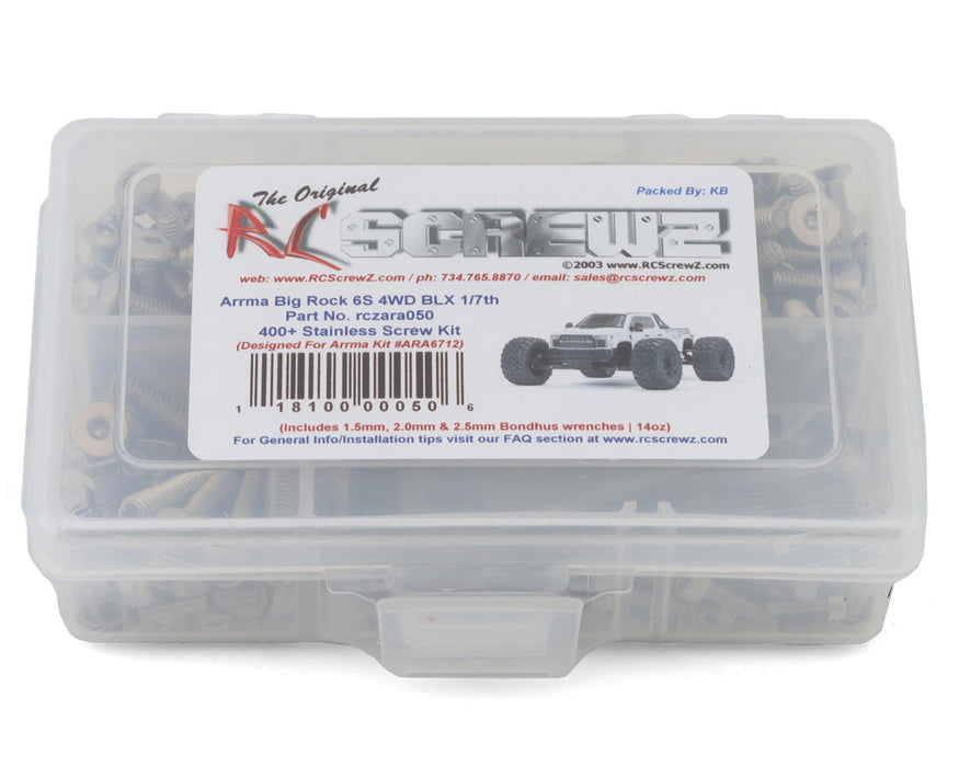 RC Screwz RCZARA050 Arrma Big Rock 6S BLX 1/7 Monster Truck Stainless Steel Screw Kit