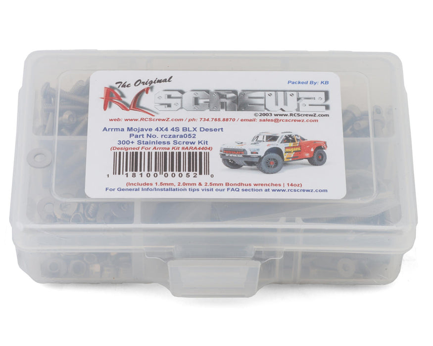 RC Screwz RCZARA052 Arrma Mojave 4S BLX 1/8 RTR 4X4 Desert Truck Stainless Steel Screw Kit