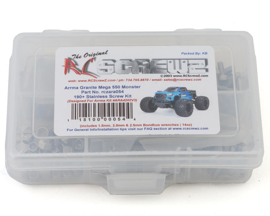 RC Screwz RCZARA054 Arrma Granite Mega 550 Monster RTR Stainless Steel Screw Kit