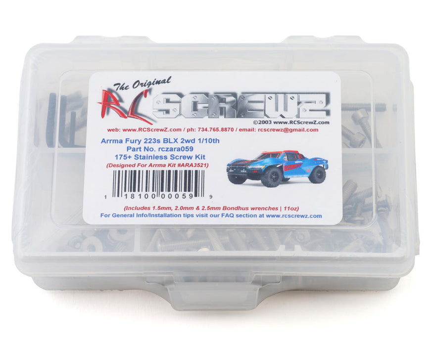RC Screwz RCZARA059 Arrma® Fury™ 223S BLX 1/10 Short Course Truck Stainless Steel Screw Kit