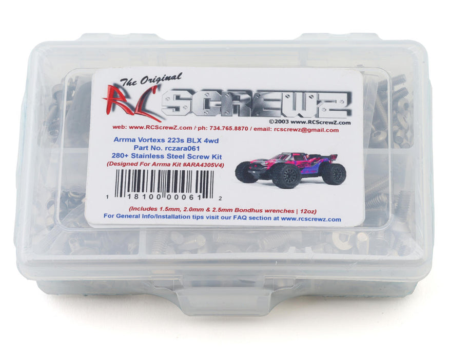 RC Screwz RCZARA061 Arrma® Vorteks™ 223S BLX 1/10 Stadium Truck Stainless Steel Screw Kit
