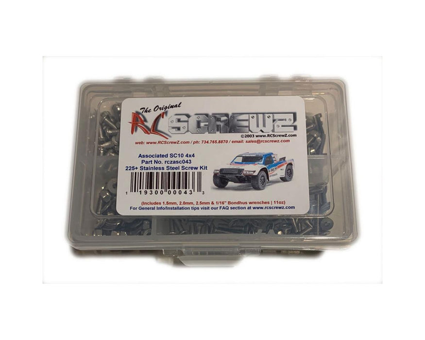RC Screwz RCZASC043 Associated SC10 4x4 Stainless Steel Screw Kit