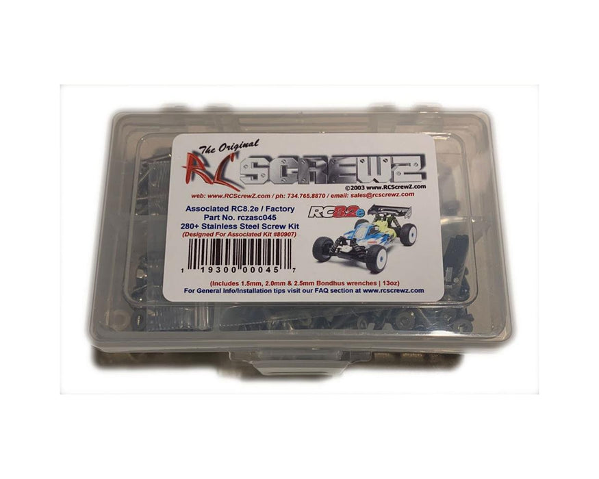 RC Screwz RCZASC045 Associated RC8.2e Stainless Steel Screw Kit