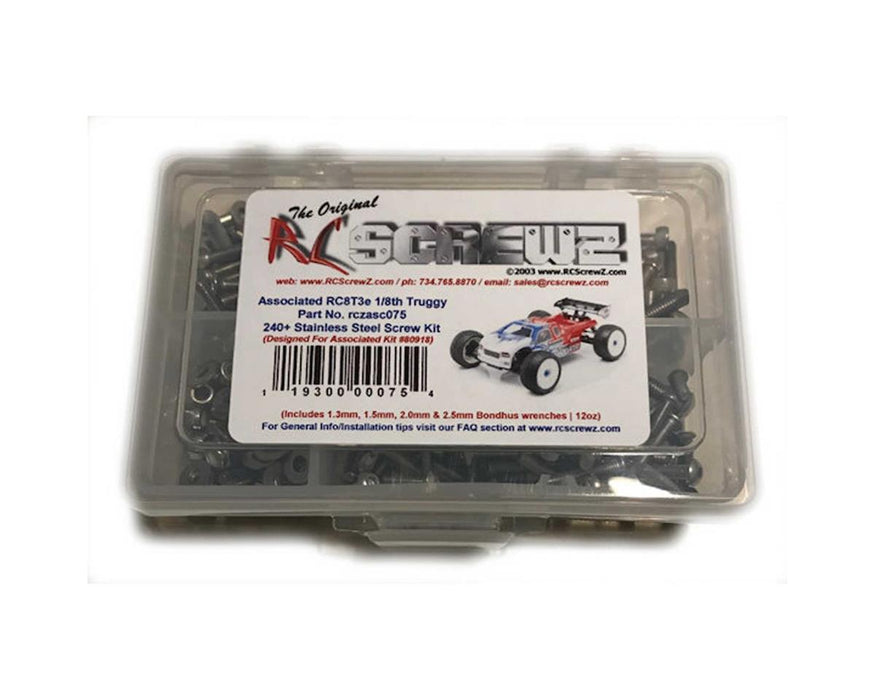 RC Screwz RCZASC075 Associated RC8T3e Team Stainless Screw Kit