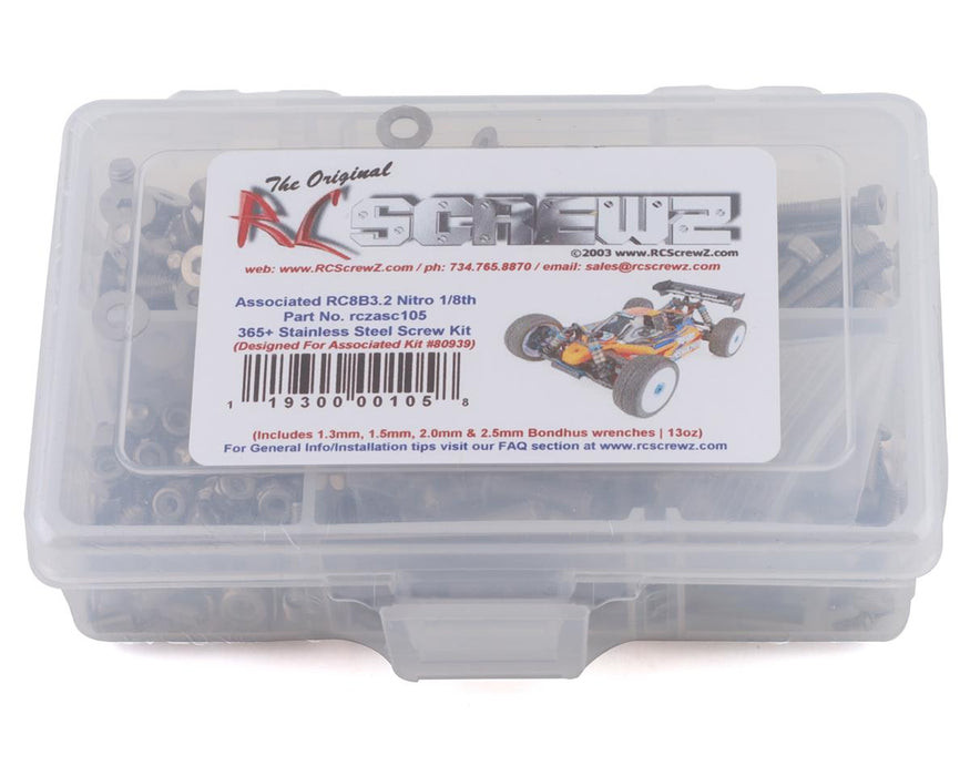 RC Screwz RCZASC105 Associated RC8B3.2 Stainless Steel Screw Kit