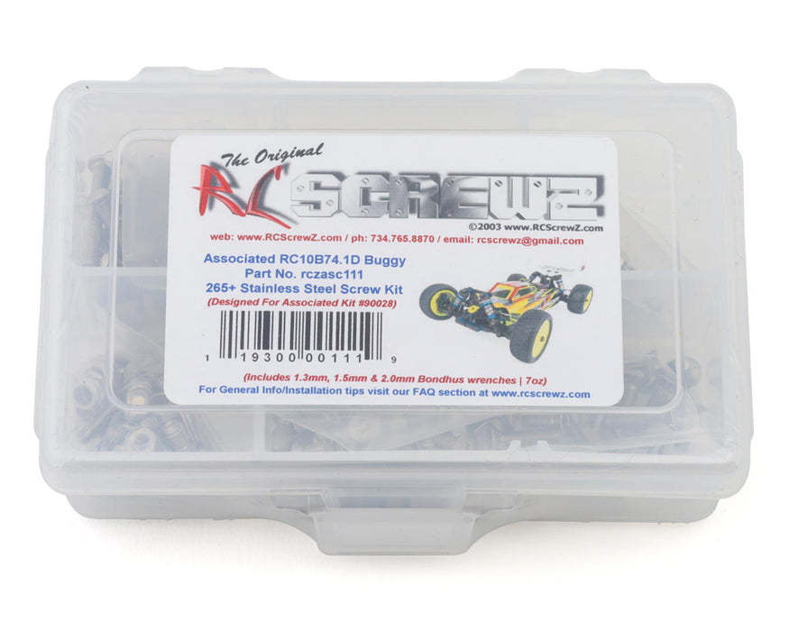 RC Screwz RCZASC111 Team Associated RC10B74.1D Stainless Steel Screw Kit