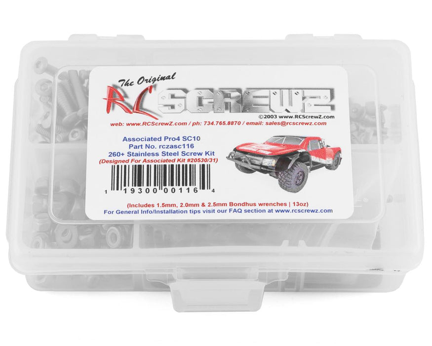RC Screwz RCZASC116 Associated Pro4 SC10 Stainless Steel Screw Kit