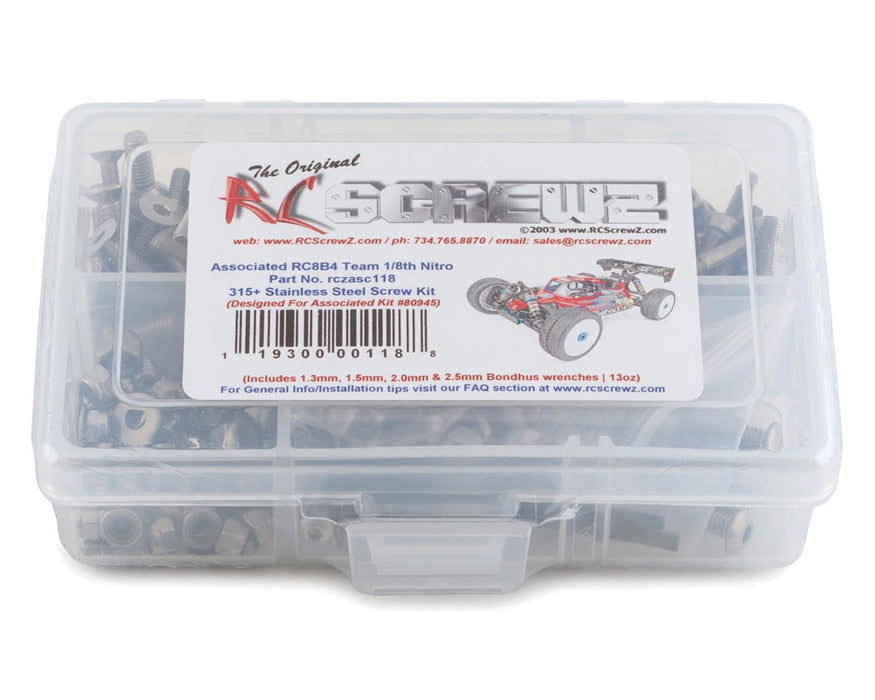 RC Screwz RCZASC118 Associated RC8B4 1/8th Nitro Buggy Stainless Steel Screw Kit