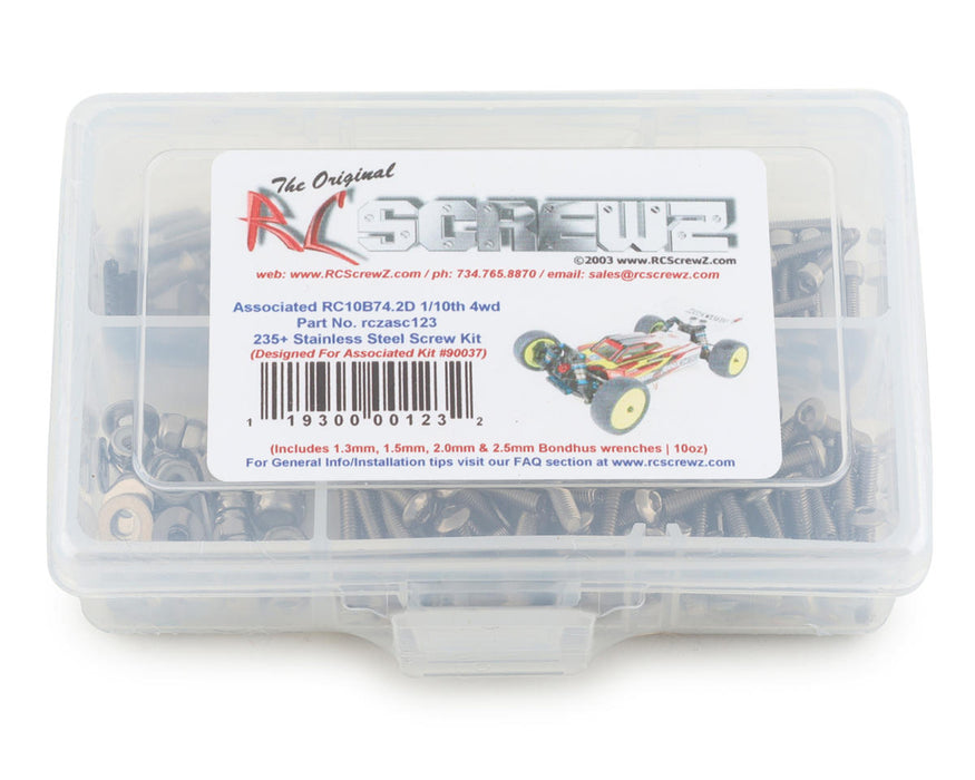 RC Screwz RCZASC123 Associated RC10B74.2D 4wd Buggy Stainless Steel Screw Kit
