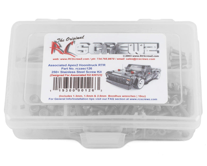 RC Screwz RCZASC126 Associated Apex2 Hoonitruck Stainless Steel Screw Kit