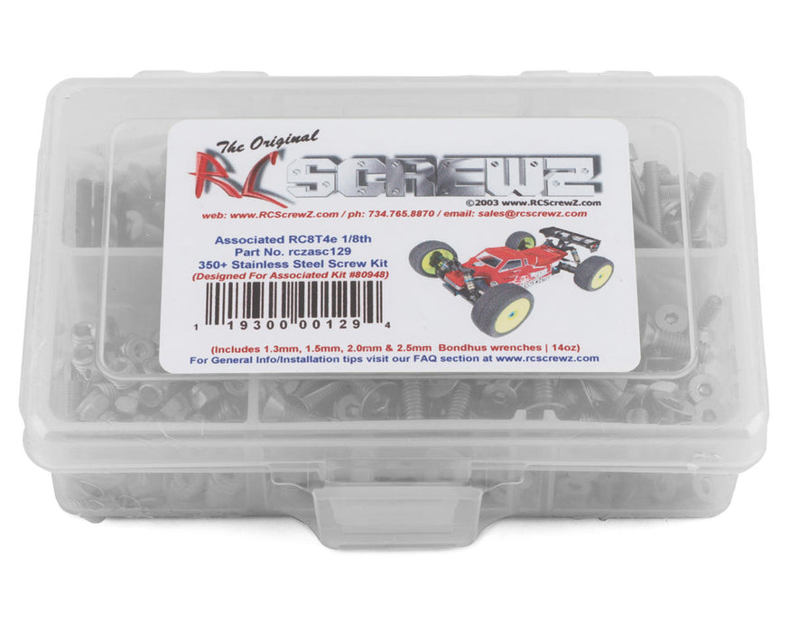 RC Screwz RCZASC129 Associated RC8T4e Truggy Stainless Steel Screw Kit