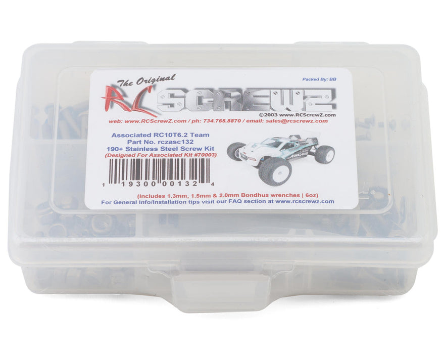 RC Screwz RCZASC132 Team Associated RC10T6.2 Team Kit Stainless Steel Screw Kit