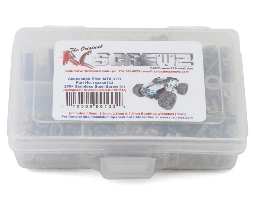 RC Screwz RCZASC133 Team Associated Rival MT8 RTR Stainless Steel Screw Kit