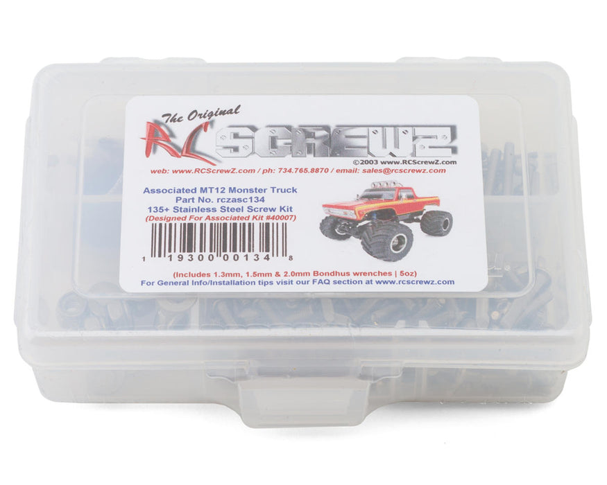 RC Screwz RCZASC134 Team Associated MT12 Monster Truck Stainless Steel Screw Kit