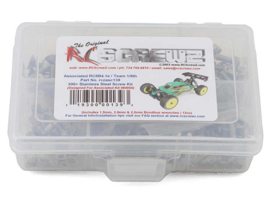 RC Screwz RCZASC139 Team Associated RC8B4.1e Stainless Steel Screw Kit