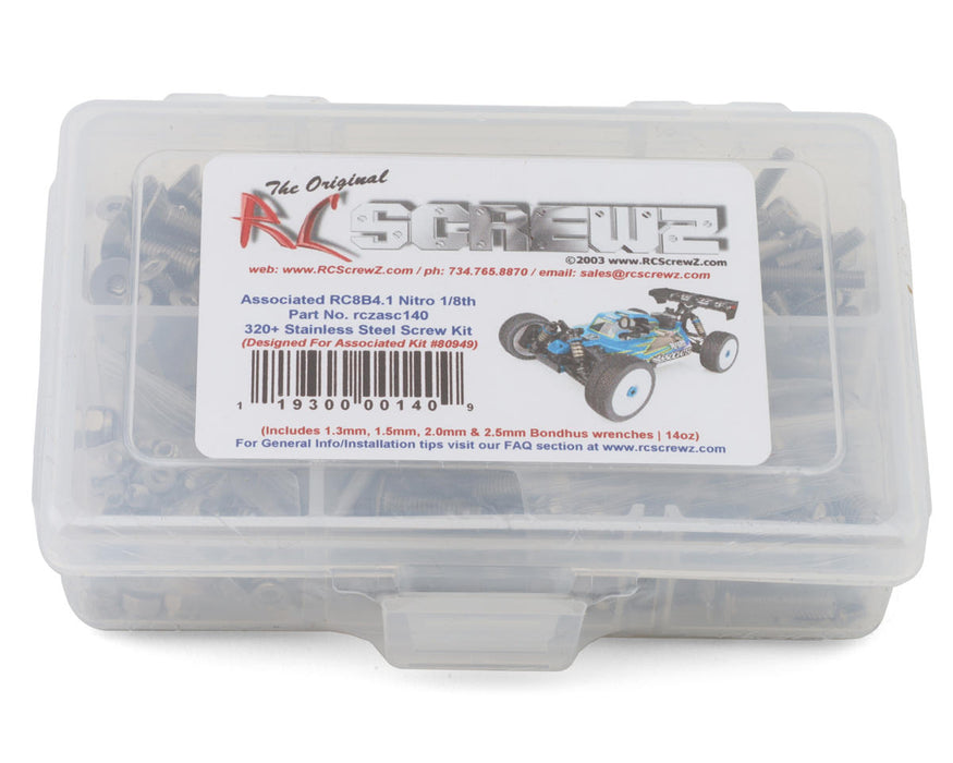 RC Screwz RCZASC140 Team Associated RC8B4.1 Nitro Stainless Steel Screw Kit