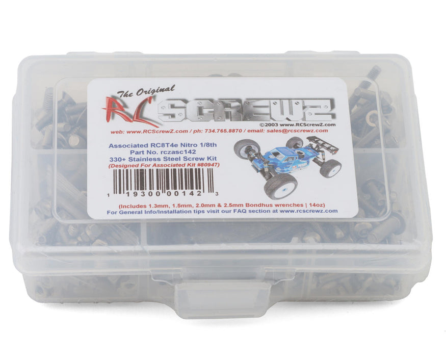RC Screwz RCZASC142 Team Associated RC8T4 Nitro Stainless Steel Screw Kit