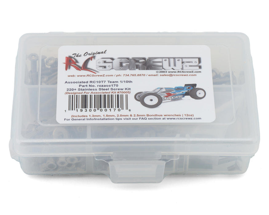 RC Screwz RCZASC170 Team Associated RC10T7 1/10 Stadium Truck Stainless Steel Screw Kit
