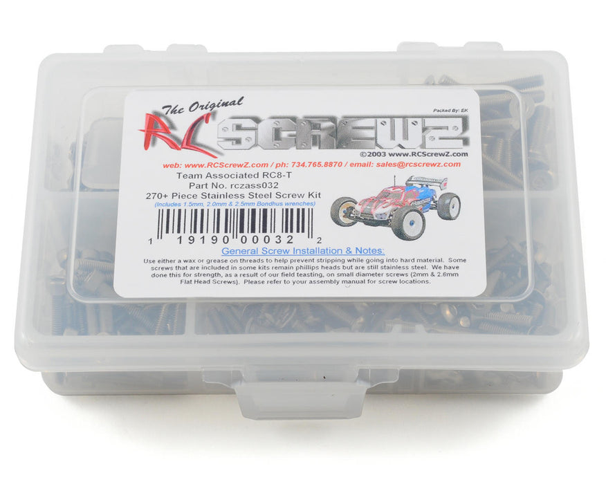RC Screwz RCZASC032 Associated RC8-T Stainless Steel Screw Kit