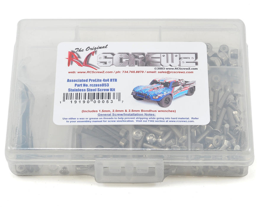 RC Screwz RCZASC053 Associated Pro-Lite 4x4 Stainless Steel Screw Kit