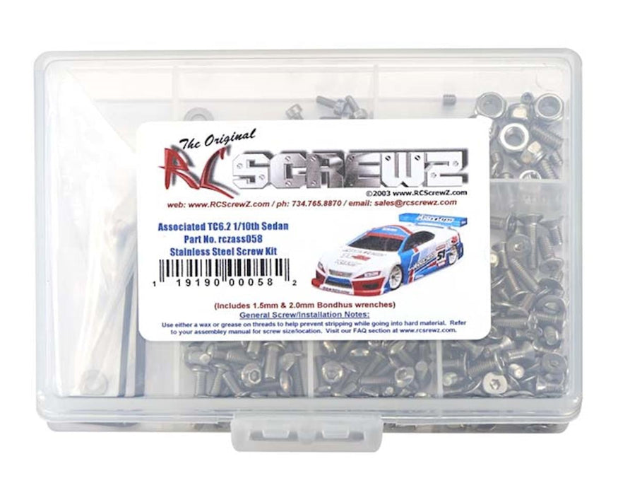 RC Screwz RCZASC058 Team Associated TC6.2 Stainless Steel Screw Kit