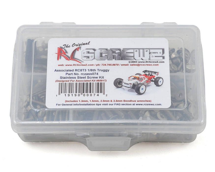 RC Screwz RCZASC074 Associated RC8T3 Team Stainless Screw Kit