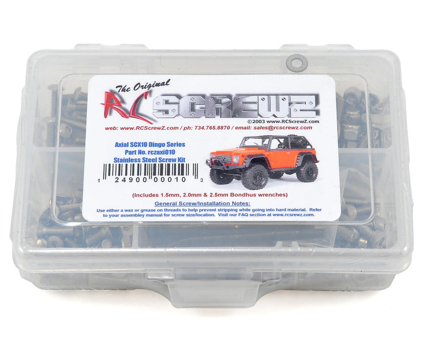 RC Screwz RCZAXI010 Axial SCX10 Dingo Stainless Steel Screw Kit