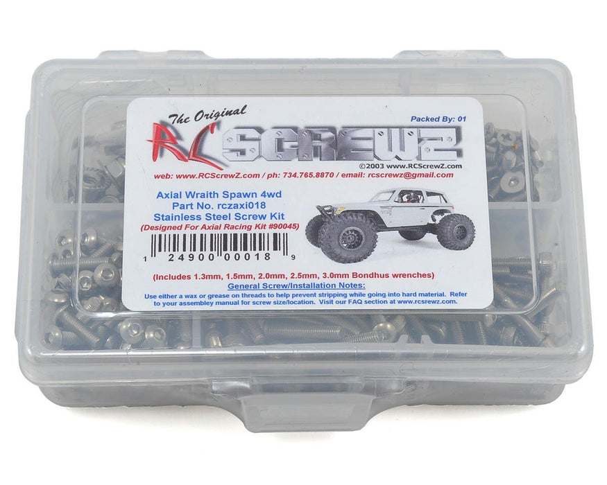 RC Screwz RCZAXI018 Axial Wraith Spawn Stainless Steel Screw Kit