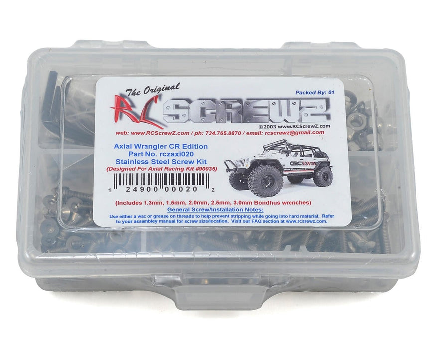 RC Screwz RCZAXI020 Axial Stainless Steel Screw Kit (AXI90035)
