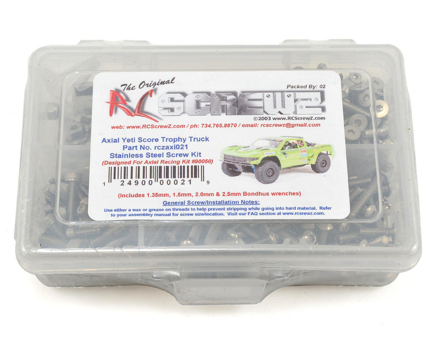 RC Screwz RCZAXI021 Axial Yeti Score Trophy Stainless Screw Kit