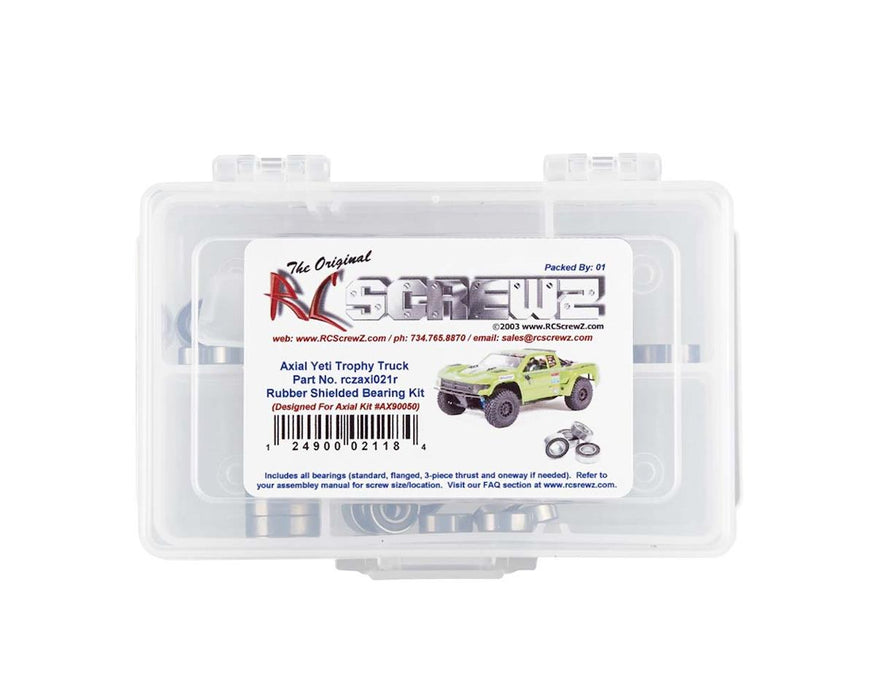 RC Screwz RCZAXI021R Axial Yeti SCORE Trophy Truck Rubber Shielded Bearing Kit