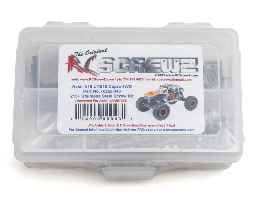 RC Screwz RCZAXI043 Axial UTB18 Capra 1/18 4WD Stainless Steel Screw Kit