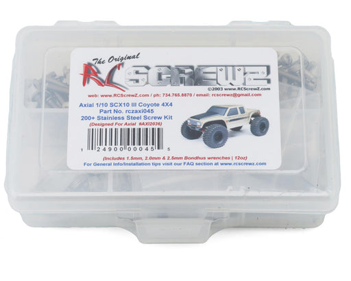 RC Screwz RCZAXI045 Axial® SCX10 III Coyote Stainless Steel Screw Kit