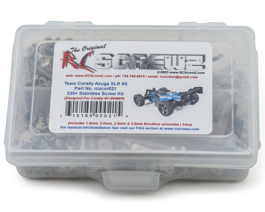 RC Screwz RCZCOR021 Team Corally Asuga XLR 6S Series Stainless Steel Screw Kit
