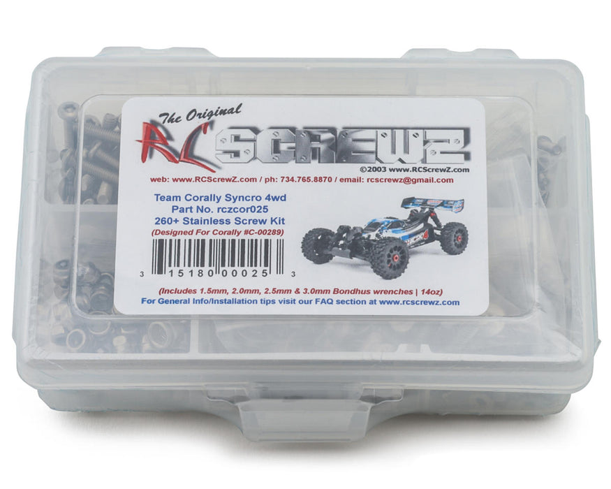 RC Screwz RCZCOR025 Team Corally Syncro 2WD Series Stainless Steel Screw Kit