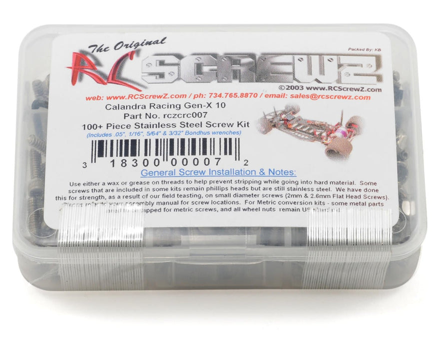 RC Screwz RCZCRC007 CRC Gen-X 10 Stainless Steel Screw Kit