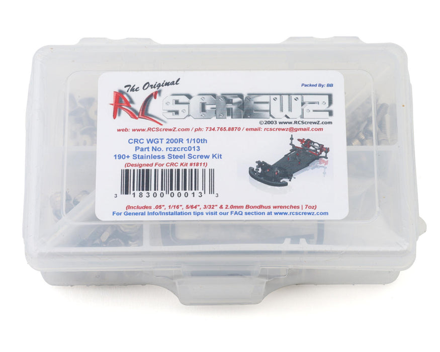 RC Screwz RCZCRC013 CRC WGT 200R 1/10 Pan Car Stainless Steel Screw Kit