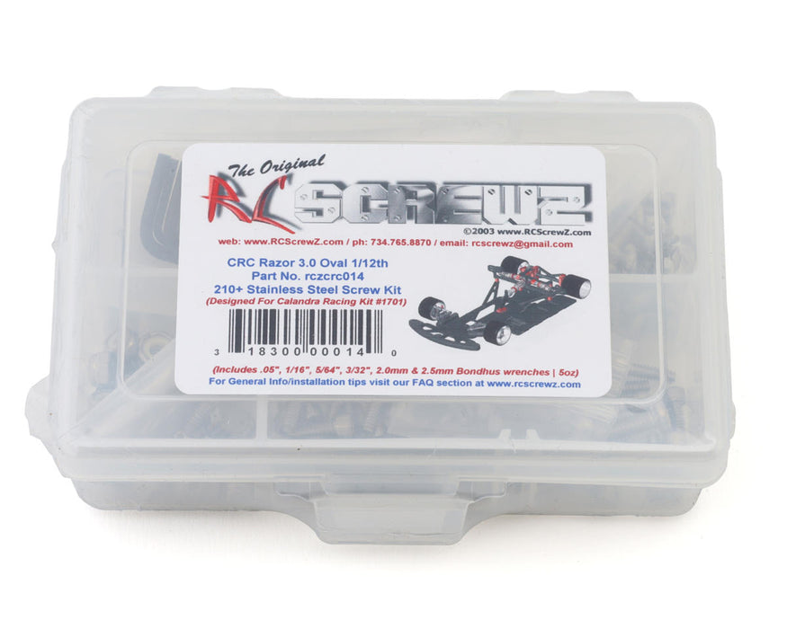 RC Screwz RCZCRC014 CRC Razor 3.0 Oval 1/12 Pan Car Stainless Steel Screw Kit