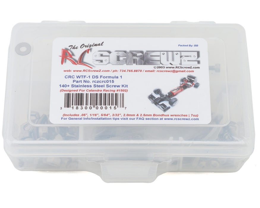 RC Screwz RCZCRC015 CRC WTF1 DS Formula 1 Stainless Steel Screw Kit