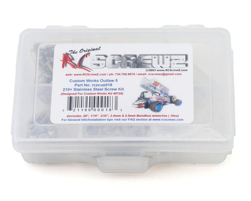 RC Screwz RCZCUS018 Custom Works Outlaw 5 (CSW0726) Stainless Steel Screw Kit